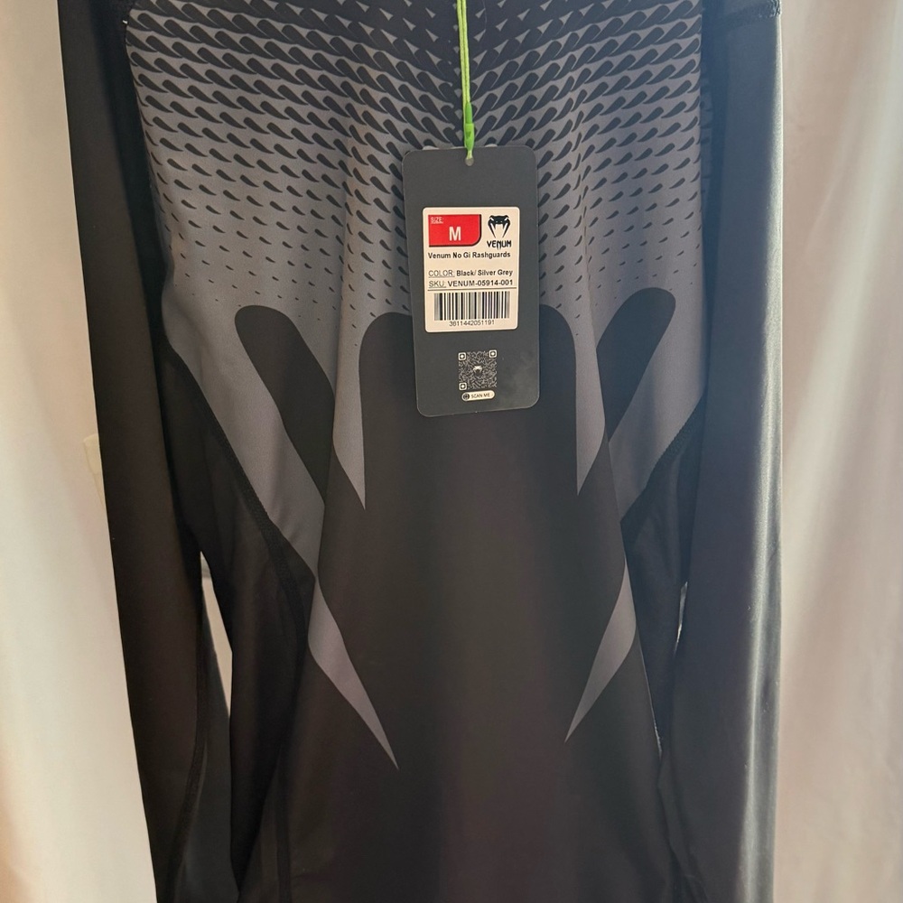 Venum No Gi Rashguard - Men’s Black/Silver Grey - M